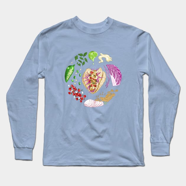 Fish Taco Diagram Long Sleeve T-Shirt by SarahWrightArt